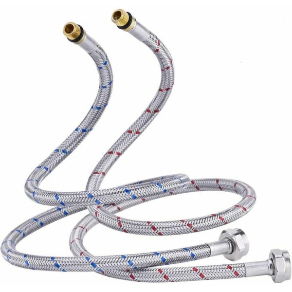 60cm long armored hose connecting pipes for water tap compression thread flexible water hose 2 pieces