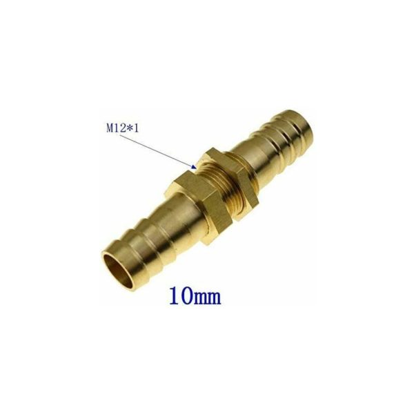 610mm bsp Straight Brass Barbed Fittings Copper Bulkhead Hose Tail Fittings, Air Liquid Hose Repair (10MM)