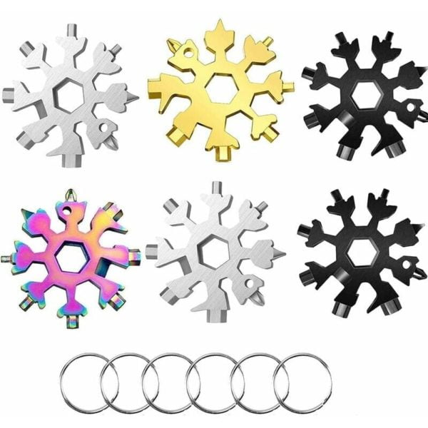 6Pcs Snowflake Tool 18 in 1 Stainless Steel Multi Tool Snowflake Wrench Stainless Steel Men's Gift Daily Travel Adventure Daily Tools