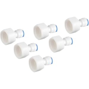 6Pcs Water Purifier Accessories Female Adapter 1/4 Tube OD to 1/2 Female Push In Quick Connector for Reverse Osmosis Water Filter