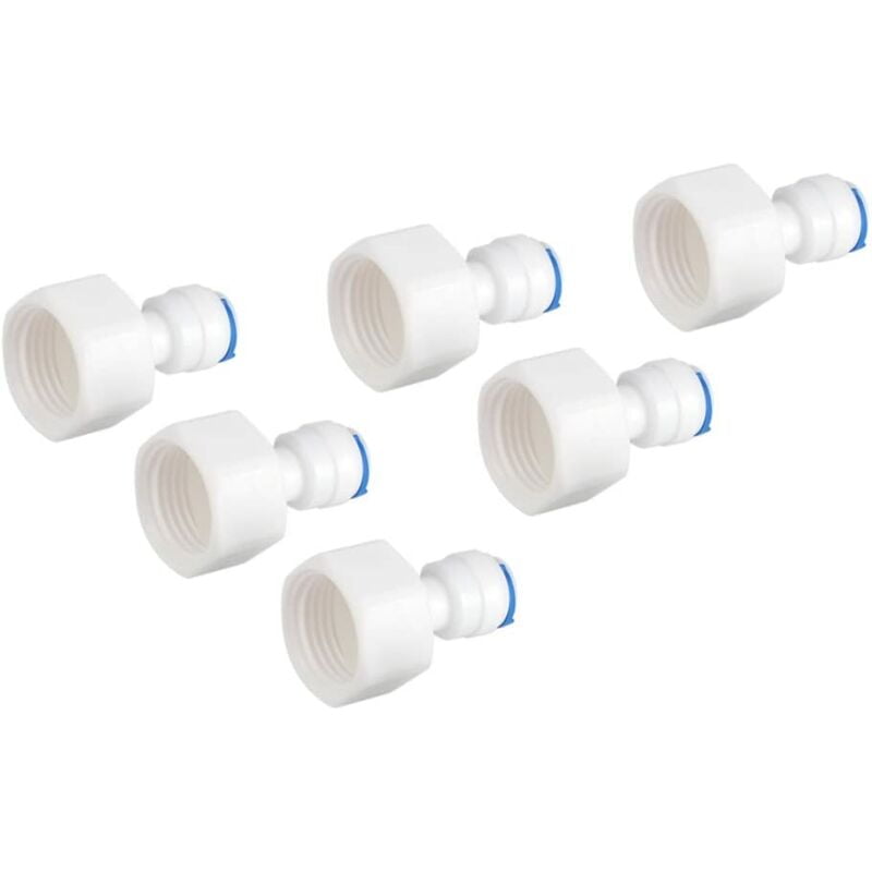 6Pcs Water Purifier Accessories Female Adapter 1/4 Tube OD to 1/2 Female Push In Quick Connector for Reverse Osmosis Water Filter