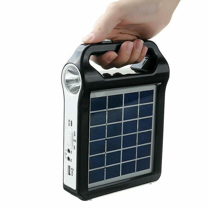 6V Portable Rechargeable Solar Panel Energy Storage Generator System USB Charger with Lamp Lighting Home Solar Power System Kit