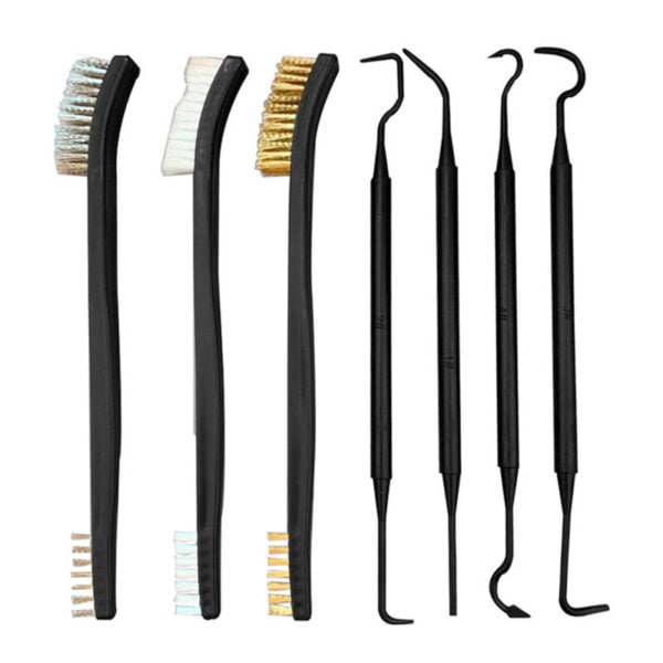 7 Pieces Mini Wire Brush and Pick Kit, Double Ended Brass, Copper and Nylon Steel Brush and Ploymer Metal Picks for Cleaning Welding Slag and Rust