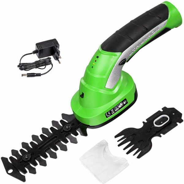 7.2V Cordless Hedge Trimmer & Grass Trimmer 1500mAh Battery Charger for Trimming Pruning Green One Piece Fonepro