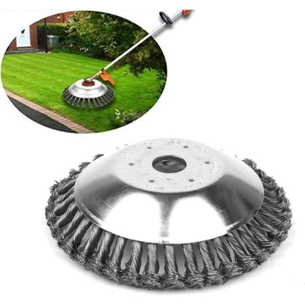 8 Inch Weed Brush Head, Universal Steel Wire Wheel Brush Strimmer Metal 25.4MM x 200MM