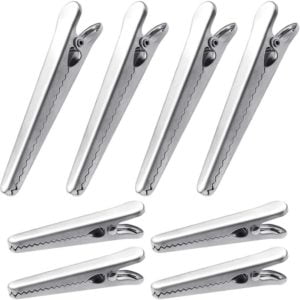8 Pieces Stainless Steel Bag Clips, 2 Sizes Food Clips, Food Pouch Clips, Wand For Food, Coffee, Bread And Snack Bags