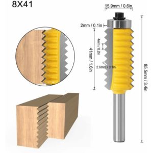 8 Shank Router Bit, Line Wave Type Wood Milling Cutter Carbide Joint Router Bit Multi-Tooth Woodworking Tool(8 x 41)