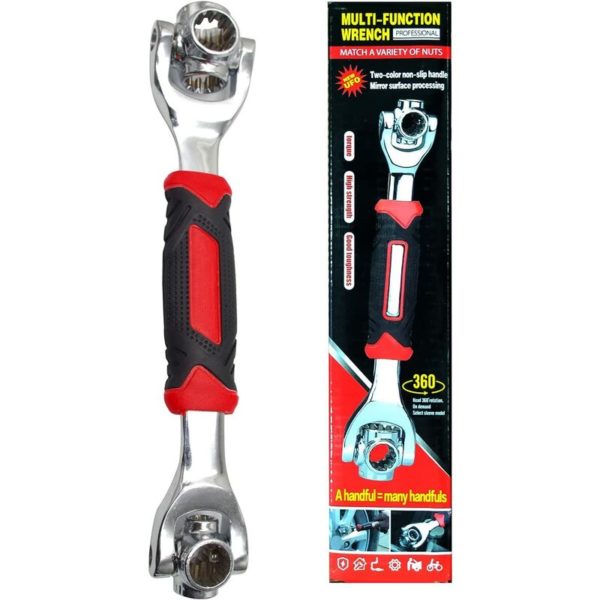 8 in 1 Swivel Head Multi Tool Socket Wrench Tools Works with Bolts 360 ° Universal Points Car Furniture Repair (Red)