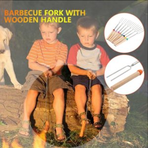 8pcs Barbecue Fork Adjustable Wooden Handle bbq Marshmallow Roasting Stick Extending Roaster Telescoping bbq Tool Anti-scald