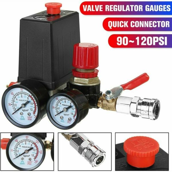 90120PSI Air Compressor Pressure Switch Control Valve Manifold Regulator Gauges