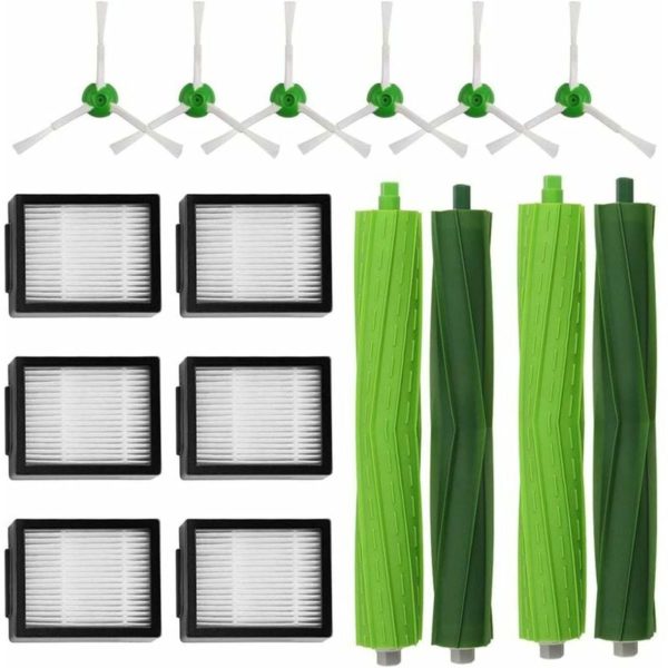 A complete kit for Roomba E5/i7. Large replacement set for E5 E6 i7 i7+ replaced with 6 side brushes, 6 filters, 2 middle rollers