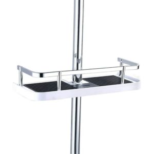 Abs Plastic Adjustable Telescopic Shower Shelf, Bathroom Organizer Soap Holder for Storing Shampoo Soap, Drill-Free Mounting for 19mm-25mm