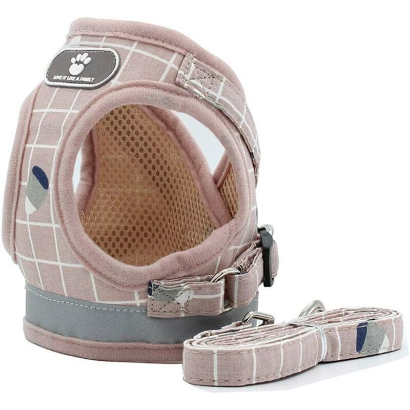 Adjustable Harness Vest Padded Reflective Soft Breathable Comfortable Leash for Small Dog Puppy MZ083 (XS, Pink) SOEKAVIA