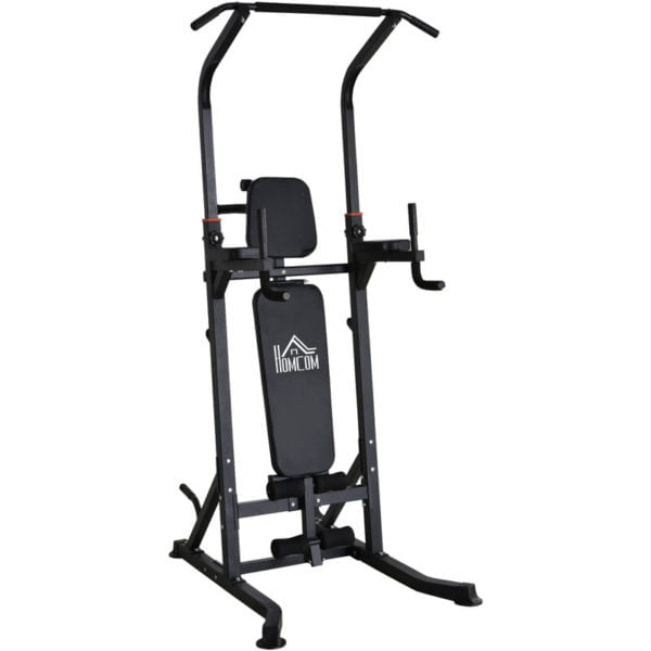 Adjustable&Folded Dip Stands Multi-Function Pull-ups Sit-ups Fitness tool - Black - Homcom