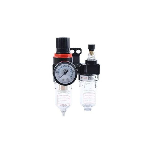 Air Compressor Filter Regulator 1/4, Water Moisture Trap Oil Separator Lubricator Humid Removal for Paint Spray Guns and Pneumatic Air Tools 214172
