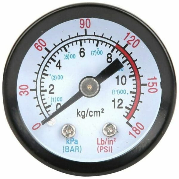 Air Compressor Pressure Gauge, Compressed Air Pressure Gauge 0180 psi, 012 Bar, Diameter 42mm Pressure Gauge Measuring Device for Screw Compressors,