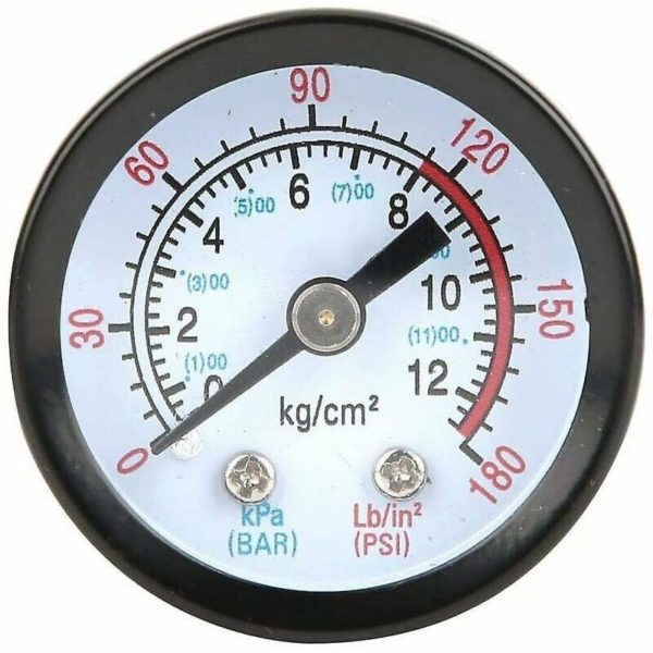 Air Compressor Pressure Gauge, Compressed Air Pressure Gauge 0180psi, 012bar, Dia 42mm Pressure Gauge Gauge for Screw Compressors,