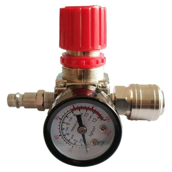 Air Compressor Pressure Regulator 1/4 Pneumatic Regulator, Pressure Regulating Valve With Fitting 180psi 12bar (Three Way Valve)