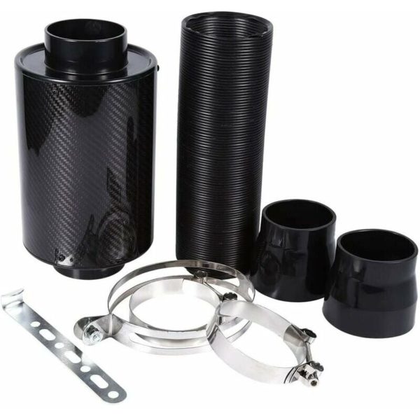 Air Intake System, Car 3" Carbon Fiber Cold Air Cleaner Intake Hose Kit - FVO