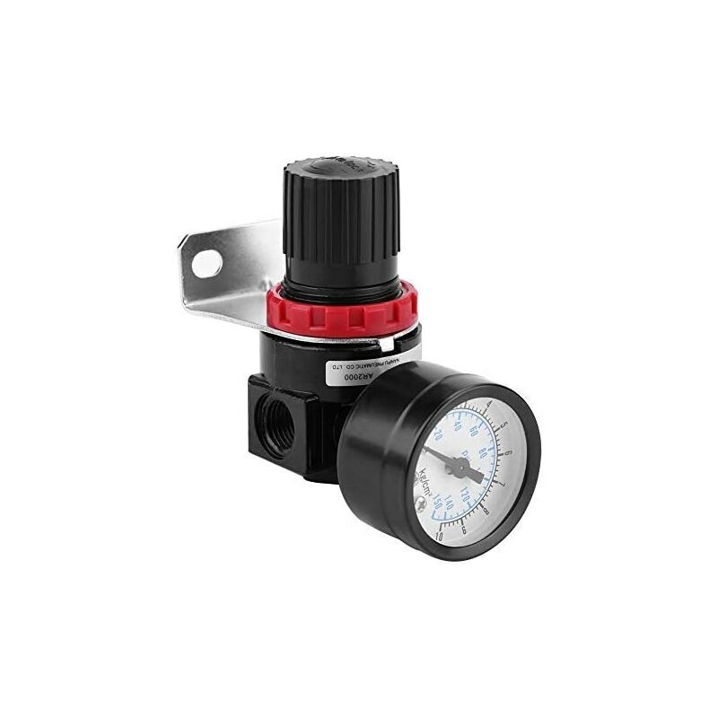Air Pressure Regulator, AR2000 G1/4 Air Driven Compressor with Gauge, 1/4 Aluminum Alloy Air Pressure Adjustable Gauge Valve with Bracket