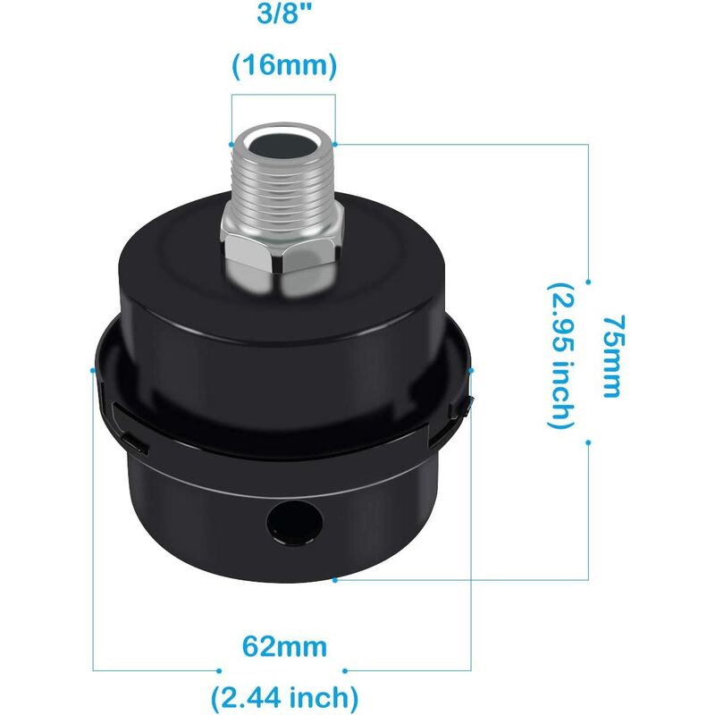 Air compressor muffler, muffler suction filter muffler metal muffler,Air Compressor Filter Spare Parts, Air Compressor Muffler Accessories with 3/8