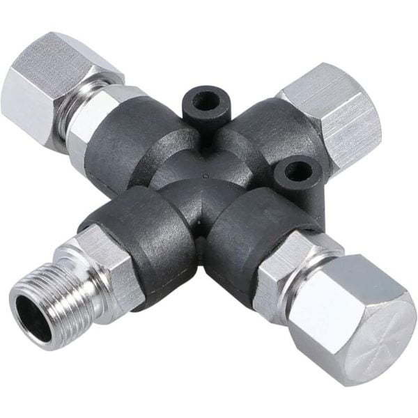 Airbrush Splitter Manifold 3-Way Air Brush Accessories Fitting Hose Connector with 1/8 Fittings and 2 Male Air Outlets