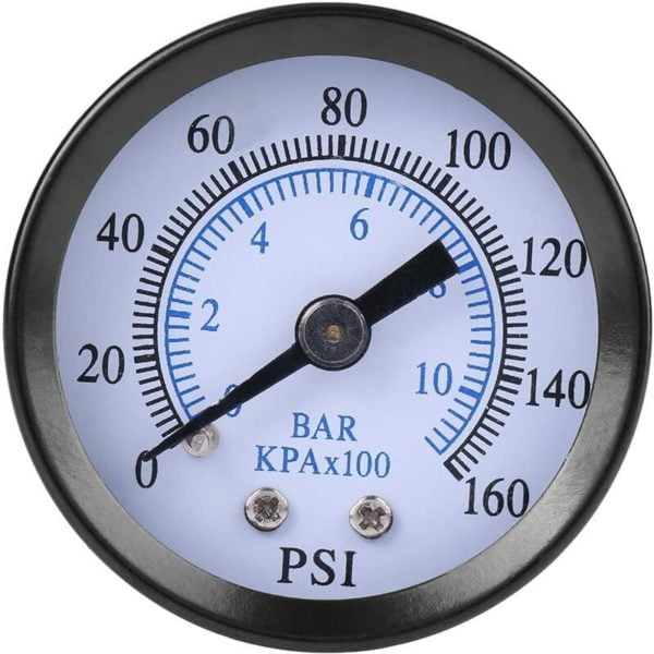 All Purpose Mini Pressure Gauge Pneumatic & Hydraulic Dual Scale For Oil Air Fuel Water 0-160psi 0-10bar 1/8NPT Thread