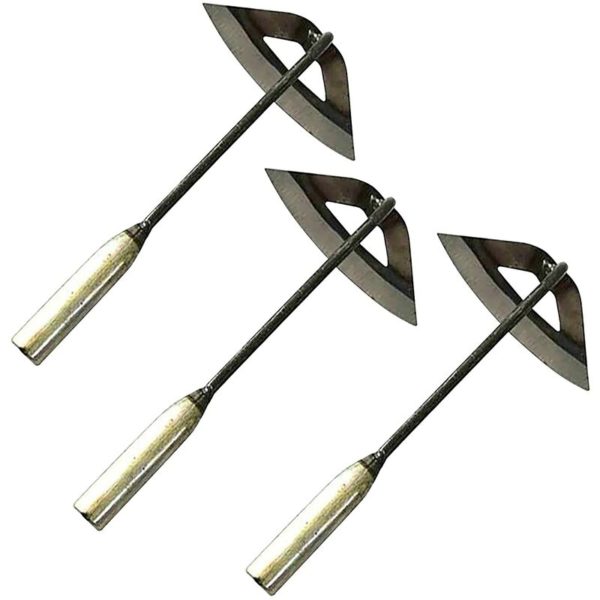 All Steel Hollow Hoe Hardened Outfit & agrave Handheld Portable Gardening Soil Release Tool - Household Weed Killer Garden Farming Accessories (3 Pcs)