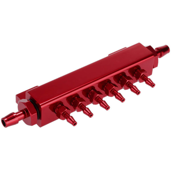 Aluminum Alloy Vacuum Manifold Kits 6 Port 1/8 npt Turbo Wastegate Boost Block Intake Manifold Universal Modification Accessory (red)