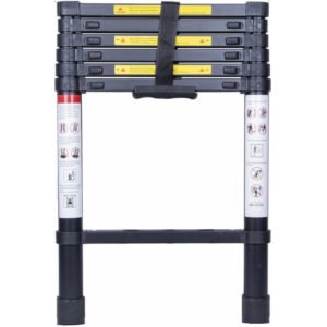 Aluminum Telescopic Ladder, Outdoor Multifunctional Portable Single Sided Telescopic Ladder Maximum Load: 150kg (2M) - Black