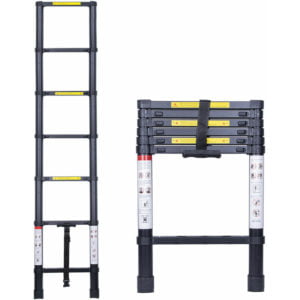 Aluminum Telescopic Ladder Professional Telescopic Ladder Black Foldable Ladder Max Load 150 kg - 2.0M