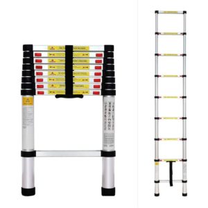 Aluminum alloy one-sided telescopic ladder, multipurpose portable telescopic ladder a maximum load of 150kg 2M - Silver