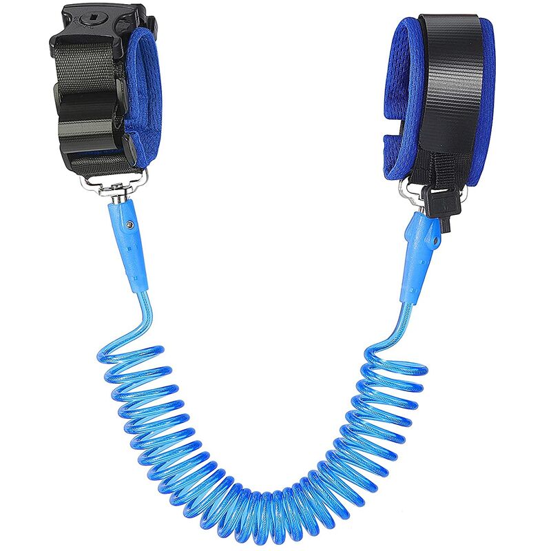 Anti-Lost Safety Wrist Link with Key Lock for Toddlers, Babies and Children, Safety Harnesses and Leashes (Blue / 2.5m)