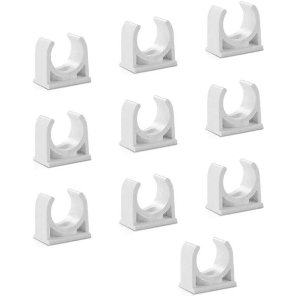 Aougo - 10pcs 50mm u Type Pipe Clamps Tubing Clips Conduit Fittings White