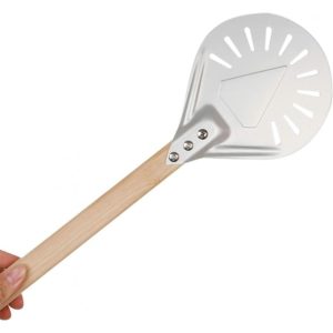Aougo - Aluminum Pizza Shovel, Round Perforated Pizza Shovel, Aluminum Perforated Pizza Shovel, Non-Slip Durable Turning Shovel Pizza for Homemade