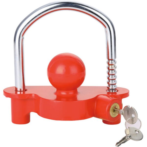 Aougo - Trailer Lock Trailer Hitch Lock Trailer Padlock Universal Caravan Trailer Lock for Trailer Caravan Boat Hitch Ball Lock 2 Keys (Red)