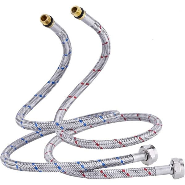 Armored hose 60cm long connection pipes for water tap compression thread flexible water hose 2 pieces