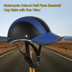 Asupermall - Motorcycle Helmet Half Face Baseball Cap Style with Sun Visor,model:Blue - model:Blue