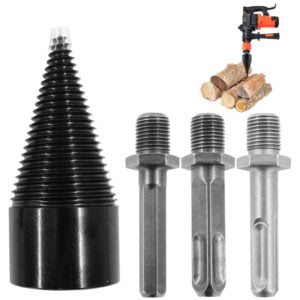 Asupermall - Wood Splitter Drill Bit,Firewood Log Splitter Drill Bit,Heavy Duty Drill Screw Cone Driver,Black,42mm & round square hex shank
