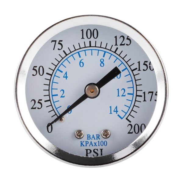 Axial Pressure Gauge, 0-20 psi/0-14 bar, Stainless Iron Housing, 1/4 npt Bottom Mount, Air Pressure Gauge Water Pressure Gauge Hydraulic Pressure