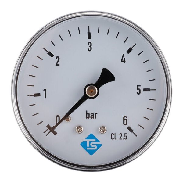 Axial Pressure Gauge, 0-6 bar, Stainless Iron Housing, Bottom Mount 1/4 npt, Air Pressure Gauge Water Pressure Gauge Hydraulic Pressure Gauge Oil