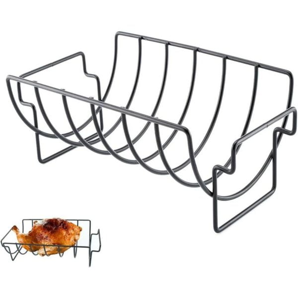 BBQ Ribs Rack, Multi-Function Non-Stick Metal BBQ Ribs Rack for Outdoor BBQ Tools, Holds 6 Ribs Rack