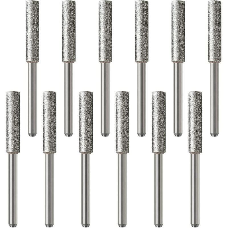 BR-Life 12pcs Diamond Chainsaw Sharpener Burr 4.8mm Grinding Tool File Sharpening Polishing for Chainsaw Grinder, Silver