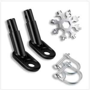 BR-Life 2 Sets Bike Trailer Coupler Steel Connector Bike Trailer Hitch Adapter Trailer Hitch Mount Coupler with Snowflake Multi-Tool 18 in 1