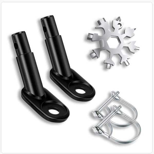BR-Life 2 Sets Bike Trailer Coupler Steel Connector Bike Trailer Hitch Adapter Trailer Hitch Mount Coupler with Snowflake Multi-Tool 18 in 1
