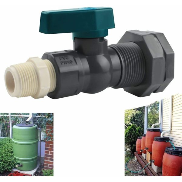 BR-Vie Connector PVC Water Tanks 3/4 Inch PVC Rain Barrel Faucet with Bulkhead Fitting and Hose Adapter