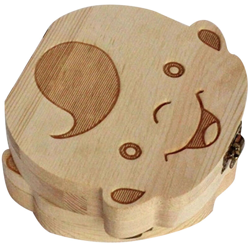 Baby Tooth Box Spanish/English/French/Russion Wooden Kids Milk Teeth Organizer Umbilical Storage Collect Boys Girls Baby Souvenirs, French Boy