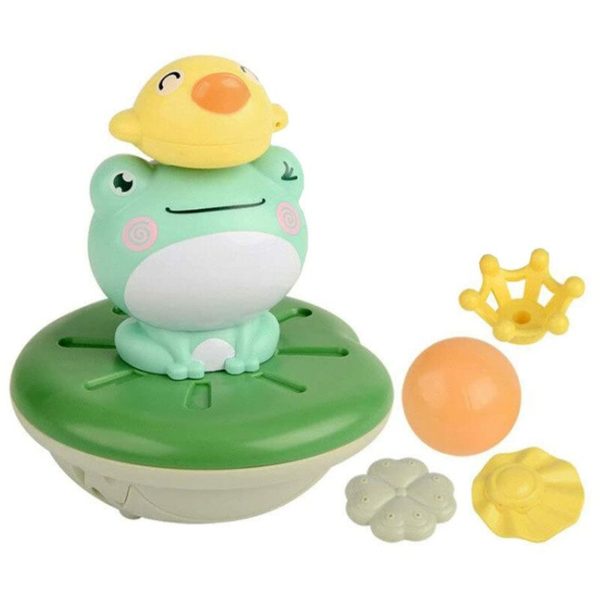 Baby Water Sprayer Toy Frog Shaped Sprinkler Toy Electric Bath Floating Toy With 5 Accessories LED Lights Floating Toy Bathtub Shower Pool Room Toy