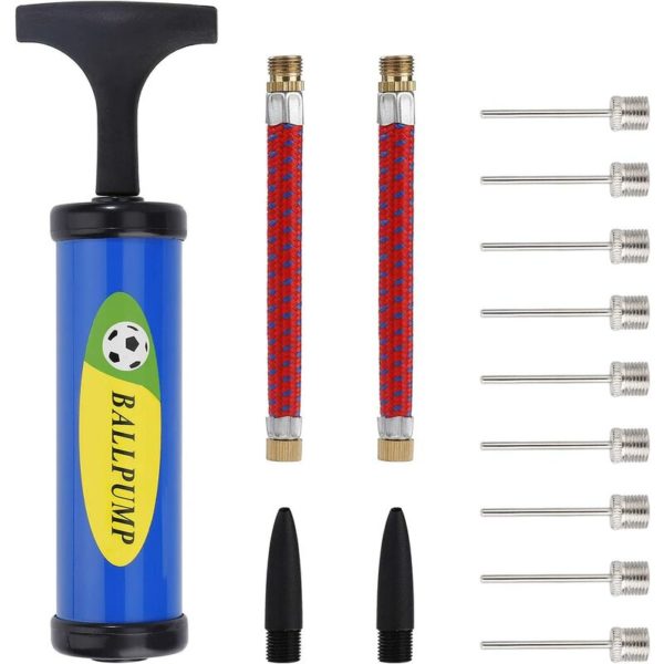 Ball Pump Set with Manual Inflator Gas Needles Flexible Hose Nozzle for Football Basketball Volleyball 14 Pieces