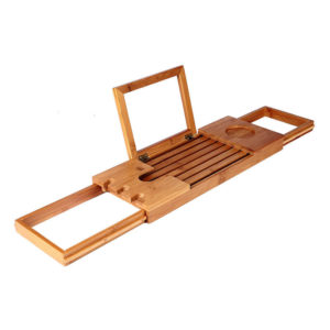 Bamboo Bath Tub Holder Special European Style Cell Phone and Tablet Computer Holder Telescopic Multifunctional Bathroom Shelf